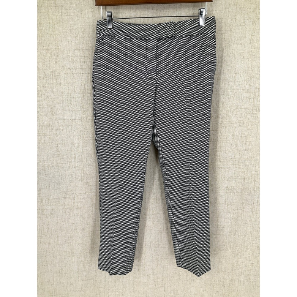 Ann Taylor Signature Straight Ankle Pants Black White Sz 2 Preppy Academia NEW